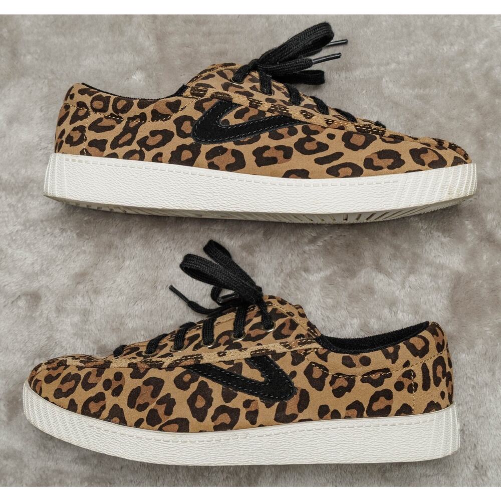 Tretorn Nylite Plus Suede Leopard Print Retro Sneakers Womens Size 7.5 - Picture 3 of 16